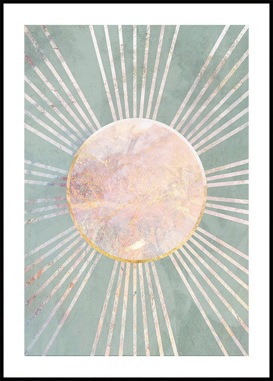 Sage Green Boho Sun Rays -juliste