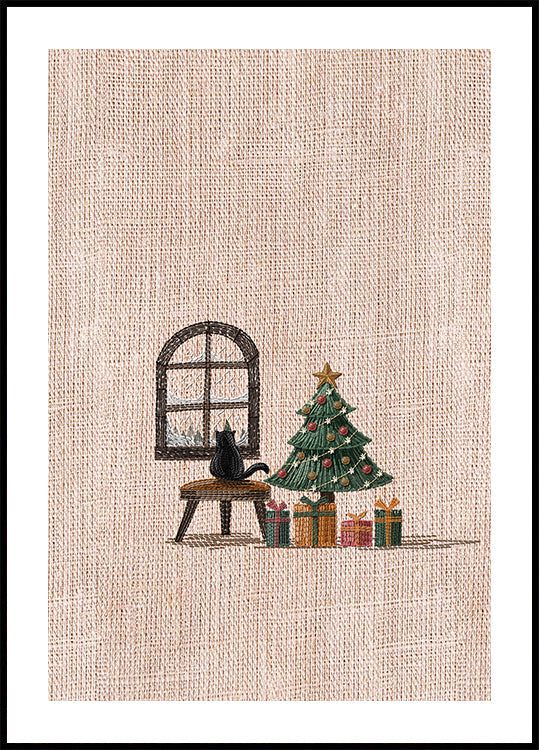 Kissa viihtyisässä huoneessa Juliste