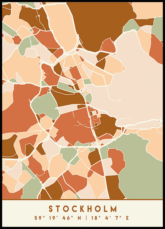 Black Maps Earth Tones 83 -juliste