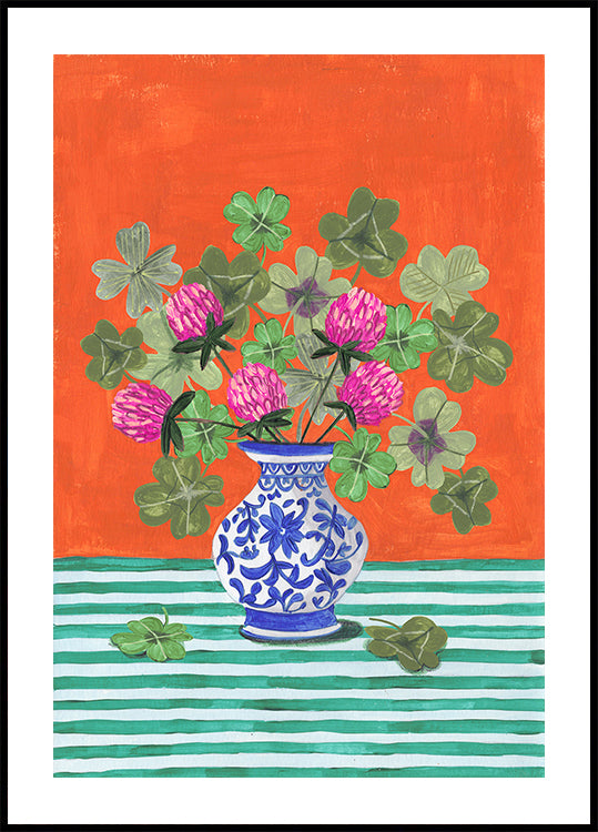 Clovers and Pink Blossoms -juliste