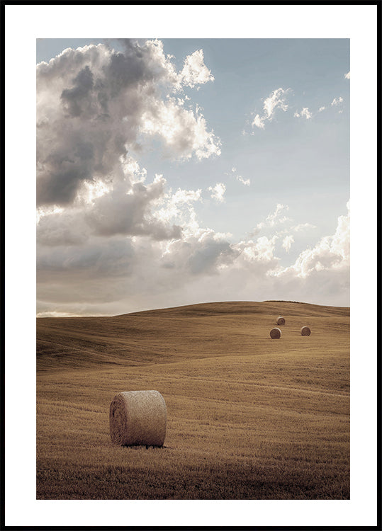 Field with Bales of Hay -juliste 