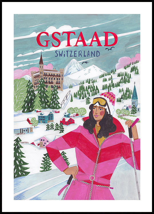 Travel Woman in Gstaad, Sveitsi Juliste