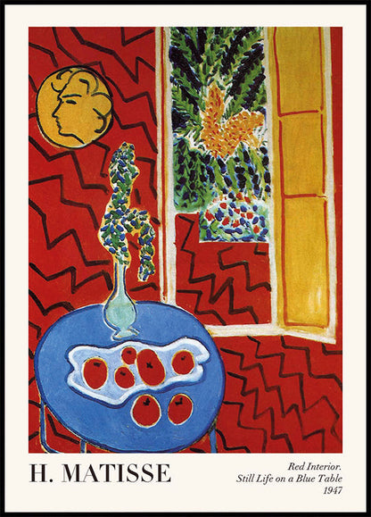 Henri Matisse - Punainen sisäasetelma sinisellä pöydällä_Тека juliste 