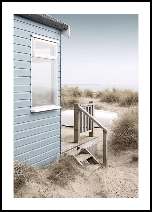 Beach Hut and Boat -juliste