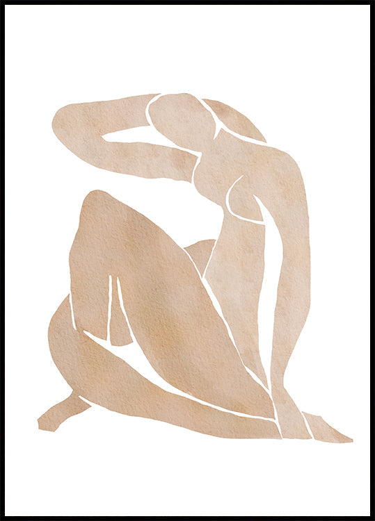 Naisten muotoinen abstrakti taidejuliste