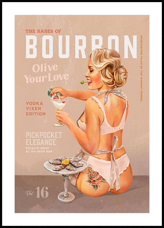 Bourbon Babe Vol 16 Vintage Vodka Martini Pin Up Girl -juliste