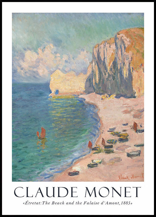 Claude Monet - Étretat, Ranta ja Falaise d'Amont -juliste 