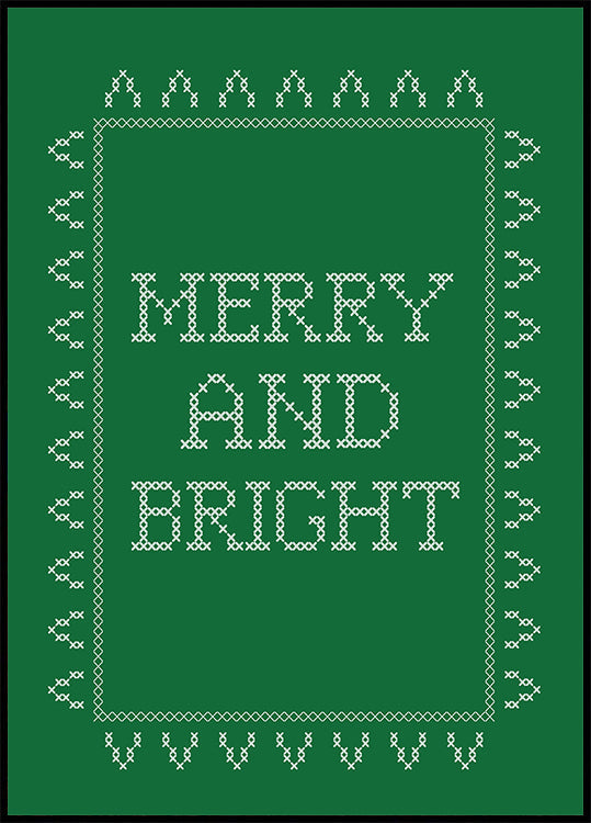 Merry and Bright - Ristipisto - Vihreä juliste