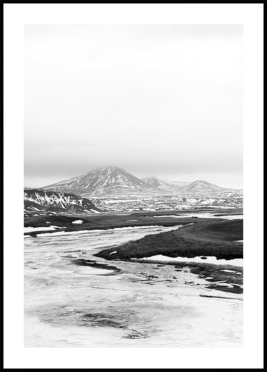 Frozen River Iceland b&w Juliste