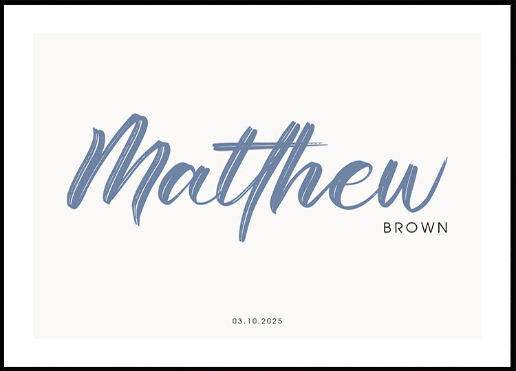 Vauvan nimen henkilökohtainen minimalistinen juliste