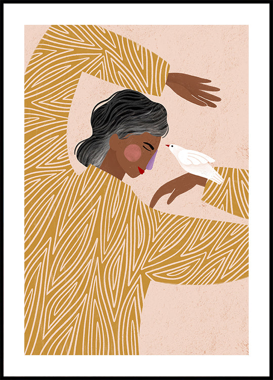 Nainen lintujulisteella