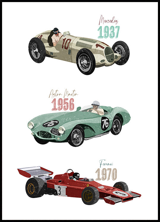 Vintage Racecars -juliste