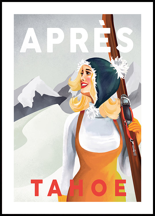 Apres Ski Lake Tahoe Vintage Pin Up Art -juliste