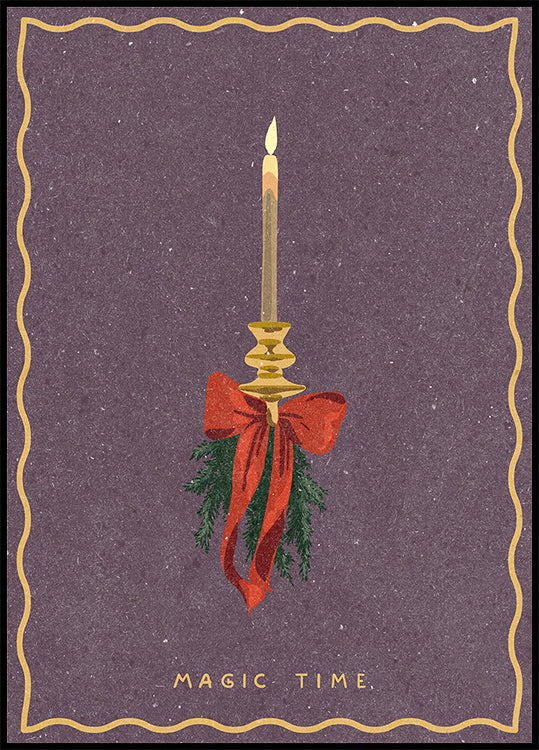 Candle with bow and spruce sprigs Plakat