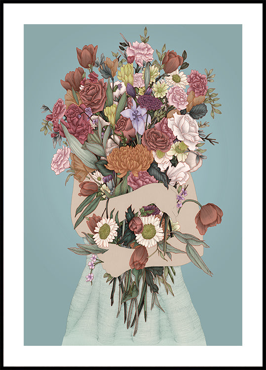 Puutarhan sinivihreän suuren julisteen kerääminen