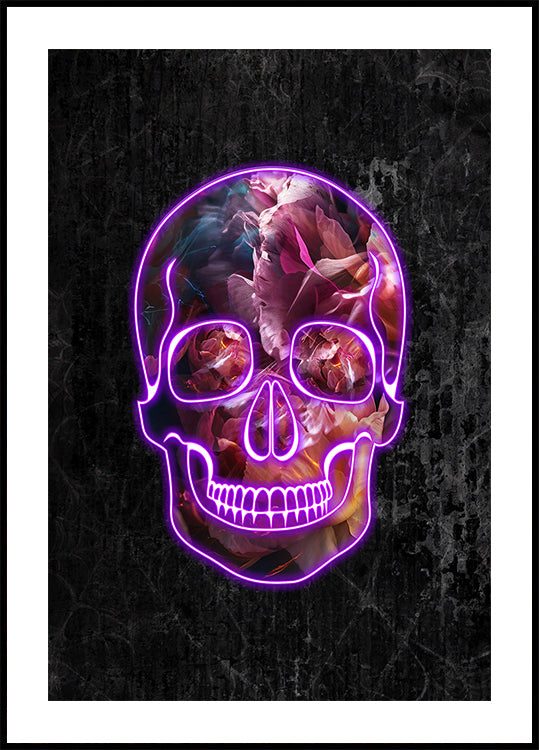 Neon Halloween Skull -juliste