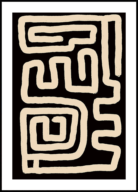 Beige Maze Lines -juliste