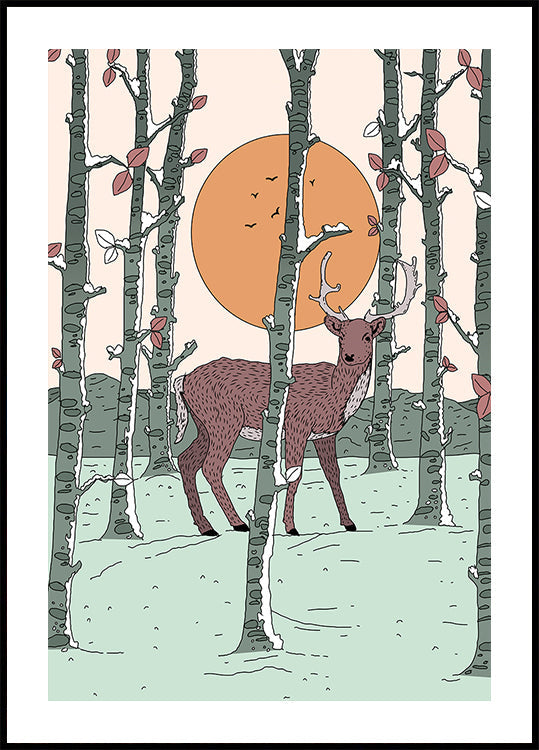Deer In The Forest -juliste