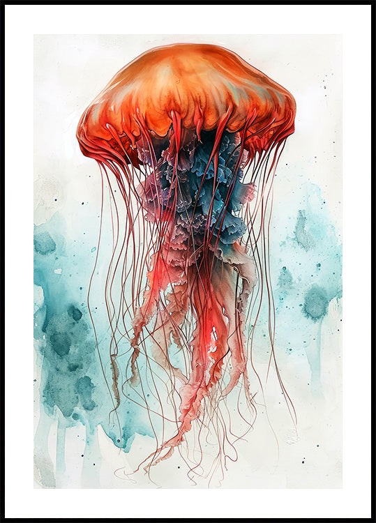 Animal Watercolour Art Medusa Sea Life -juliste