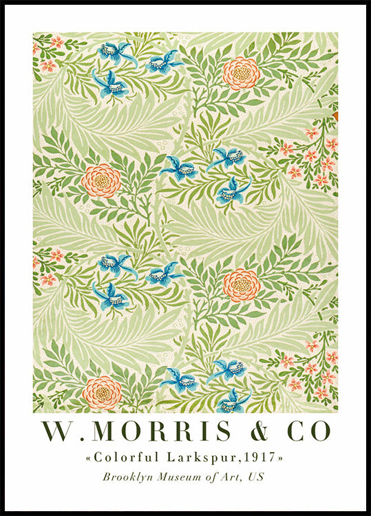 W. Morris &amp; Co - Värikäs Larkspur-juliste 