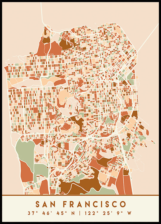 Black Maps Earth Tones 75 -juliste