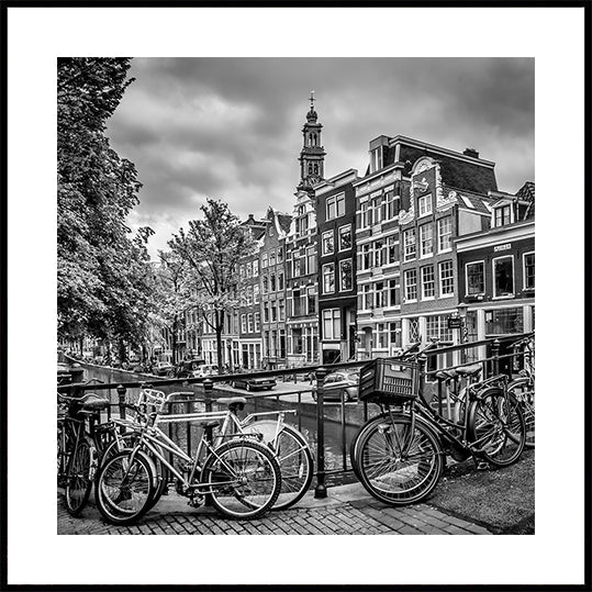 AMSTERDAM Flower Canal black & white Poster