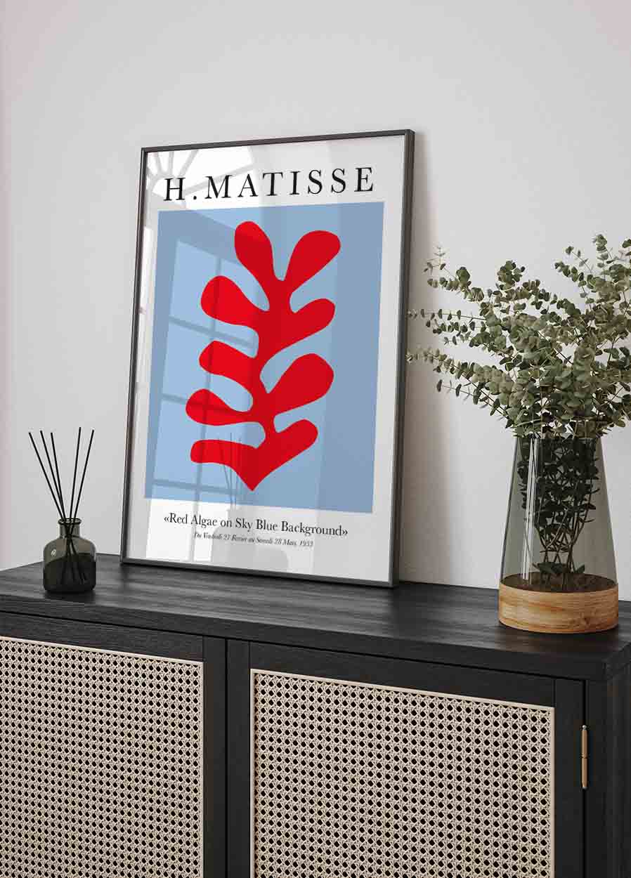 H. Matisse Punalevä taivaansinisellä taustalla juliste 