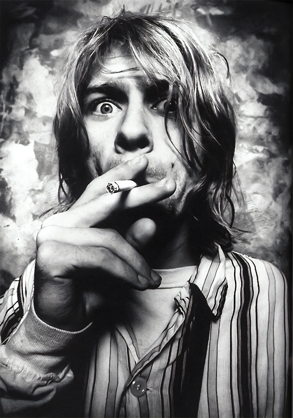 Kurt Cobain polttaa tupakkajulistetta 