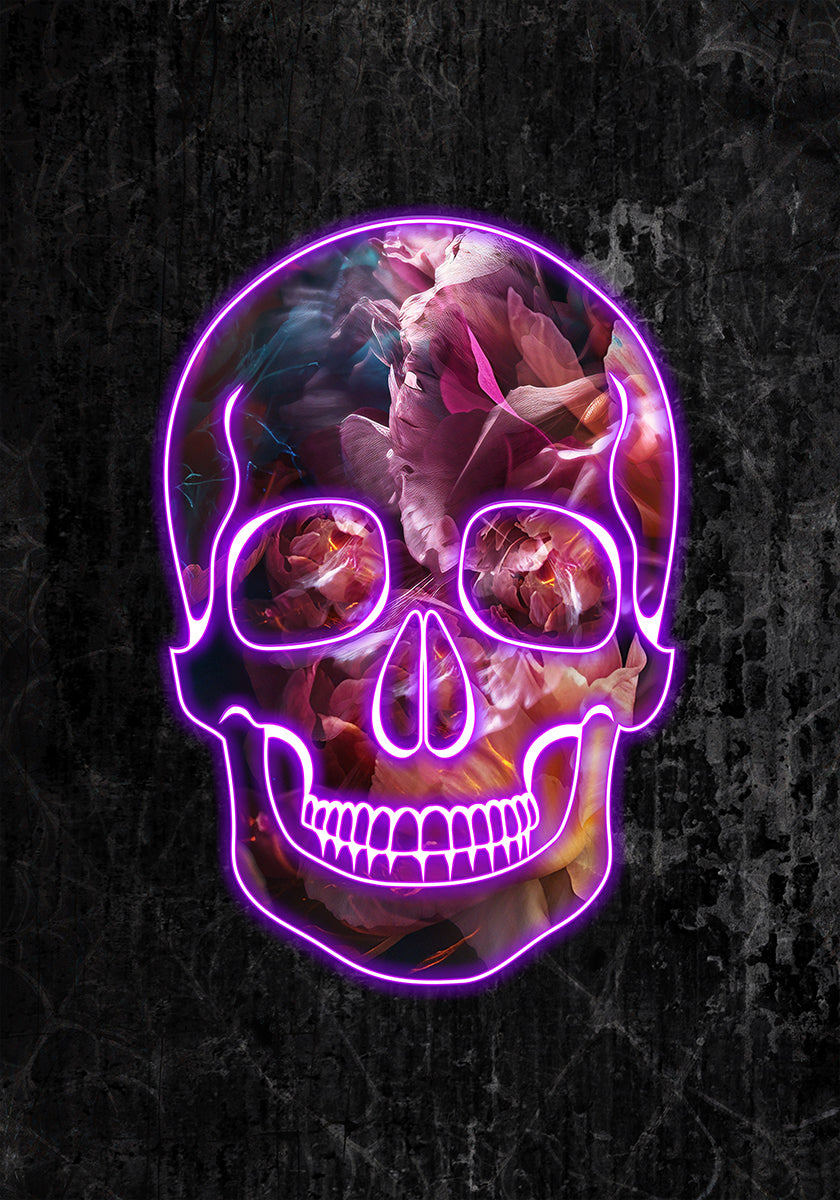 Neon Halloween Skull -juliste
