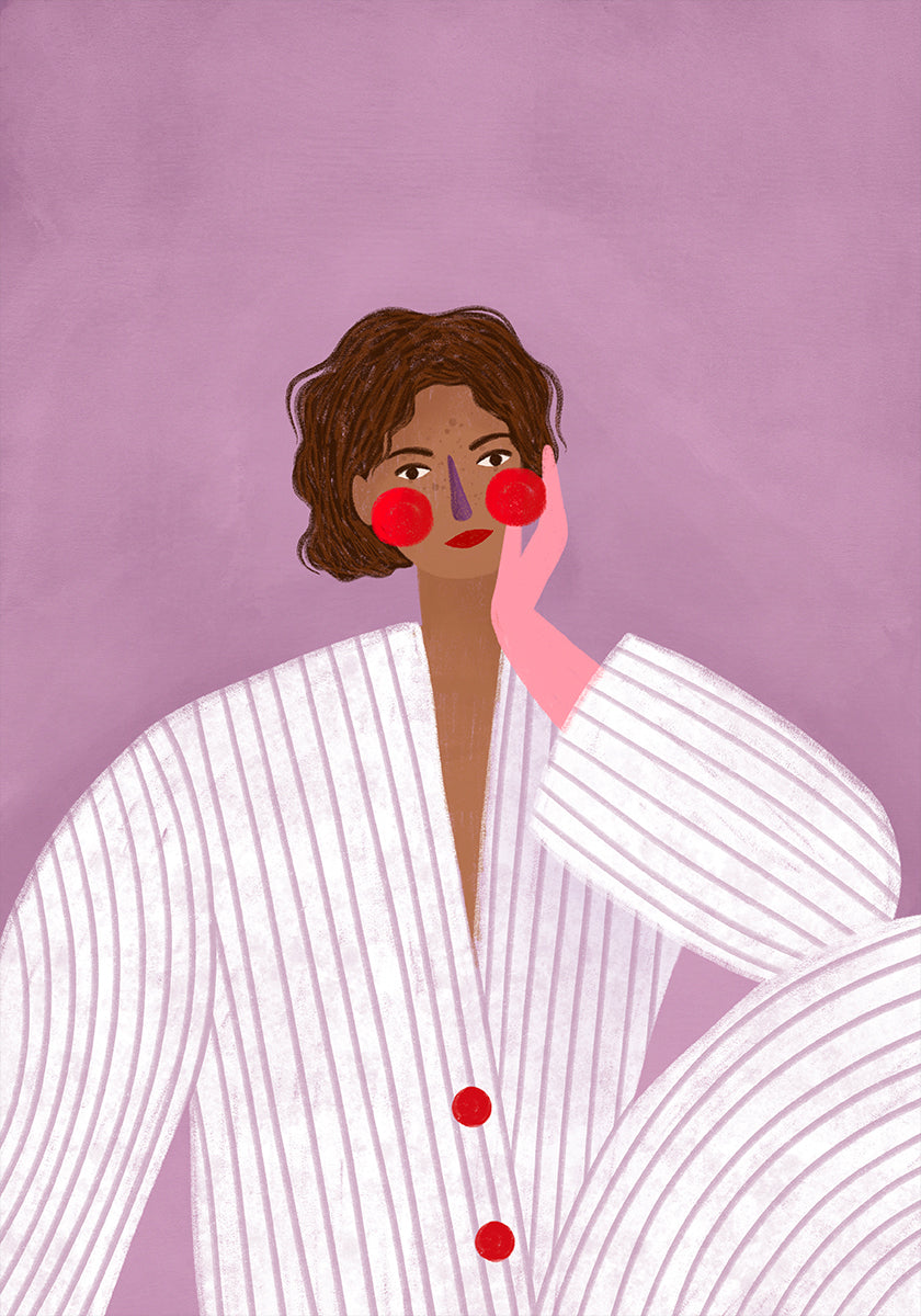 Nainen vaaleanpunaisella hansikkaalla -juliste