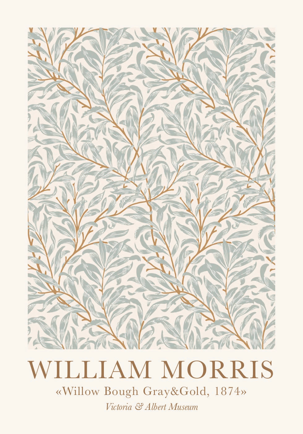 William Morris Willow Boug Grey &amp; Gold -juliste 