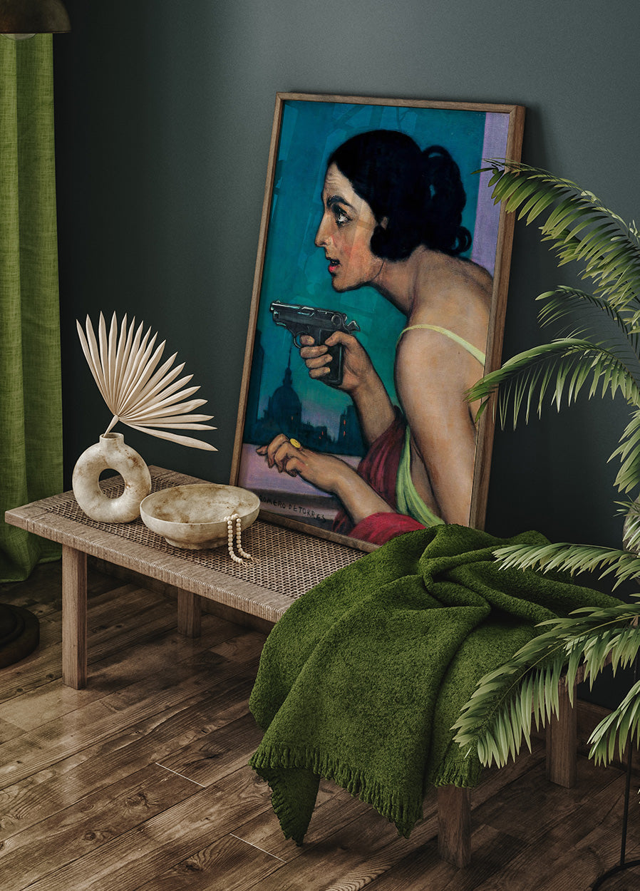 Woman with a Gun Vintage Plakat - Posterbox.dk