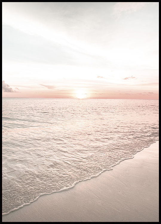 Calm Beach Pink Sunset Plakat - Posterbox.no