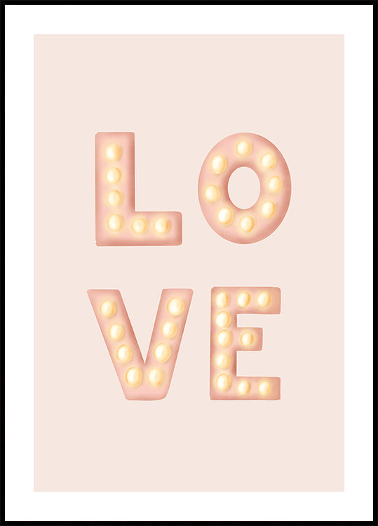 LOVE Light Letters Pink Plakat - Posterbox