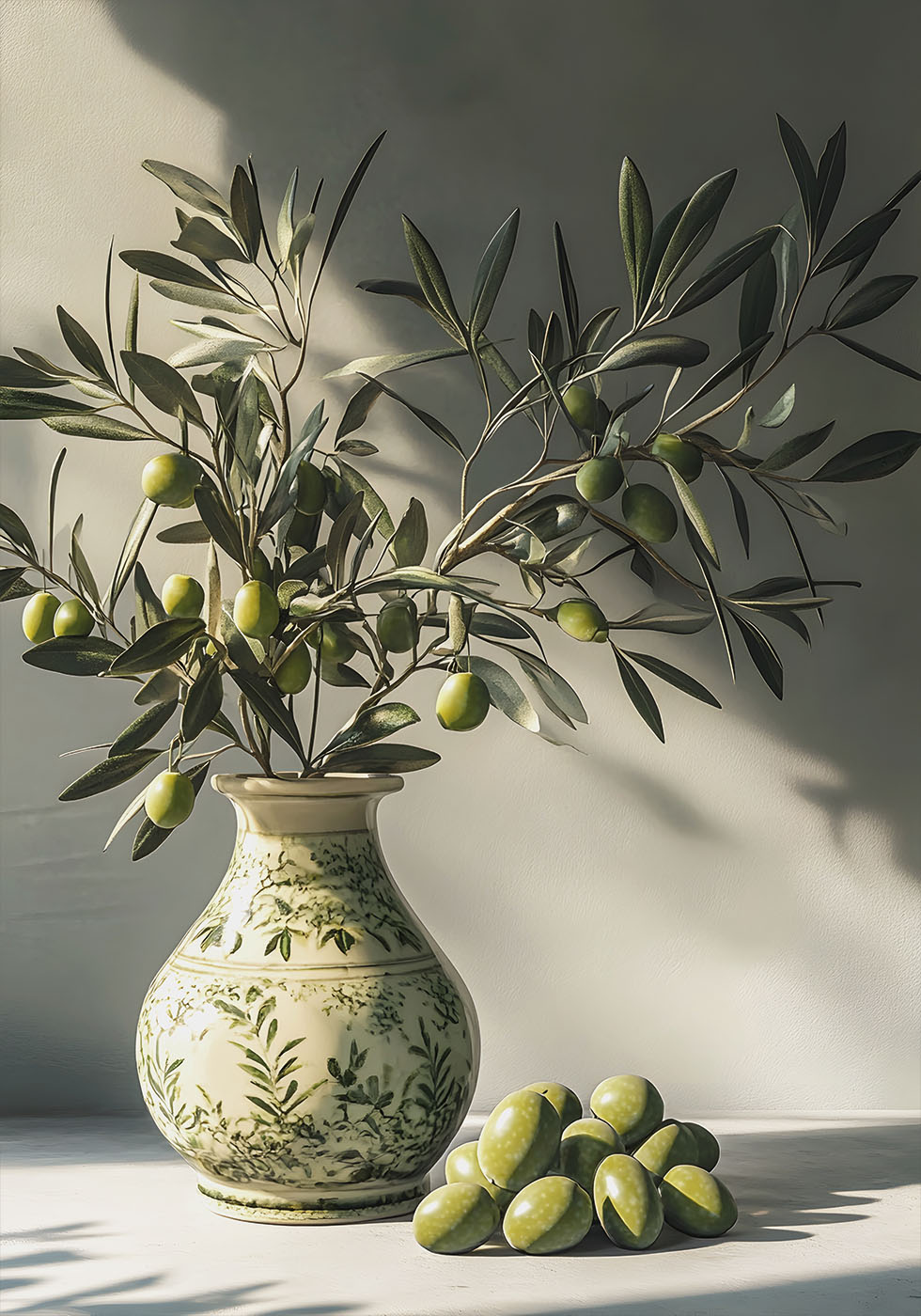 a painting of an olive tree in a vase