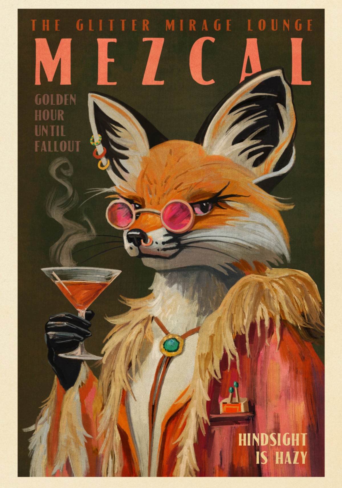 Mezcal Fox Print. Vintage Alcohol Posters &amp; Cocktail Decor - Posterbox