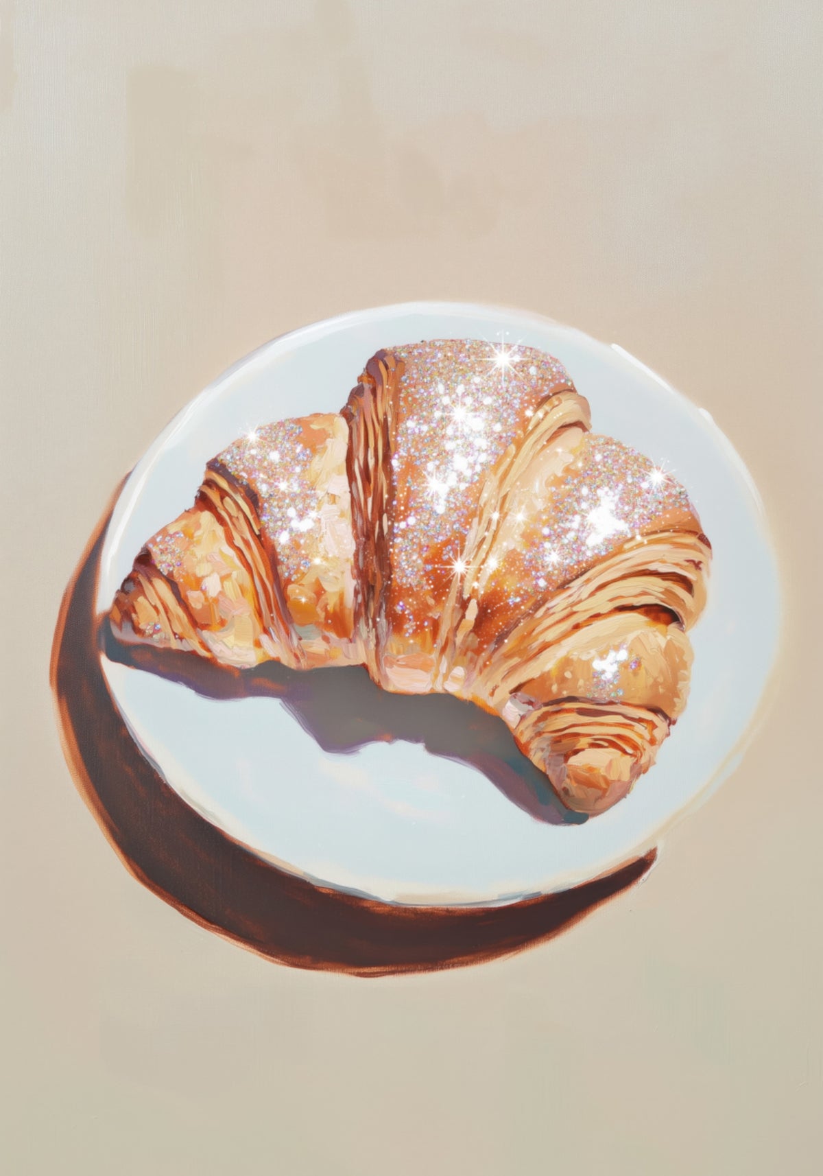 Kuohuva croissantti lautasella