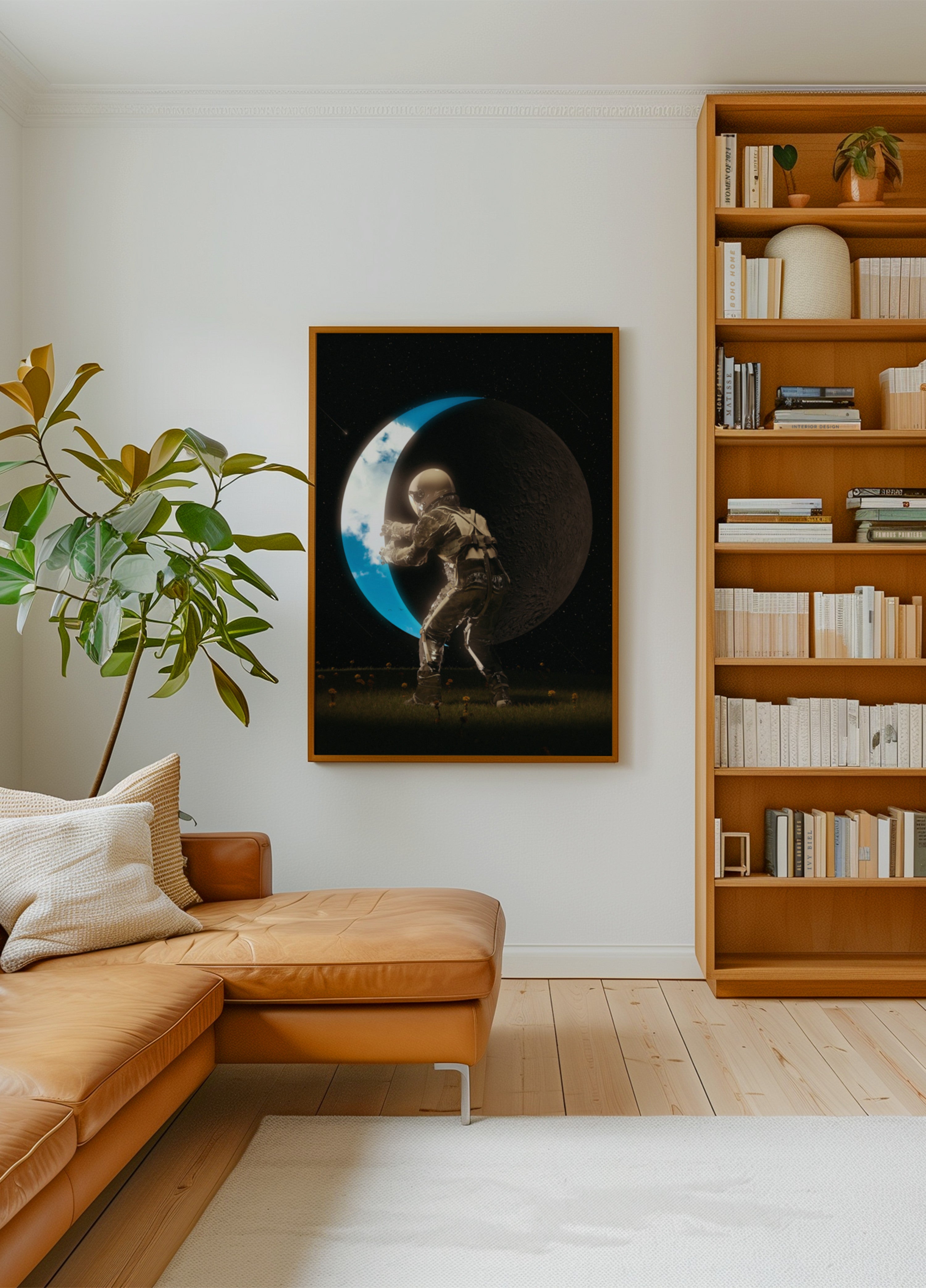 Astronautti pitelee kuuta