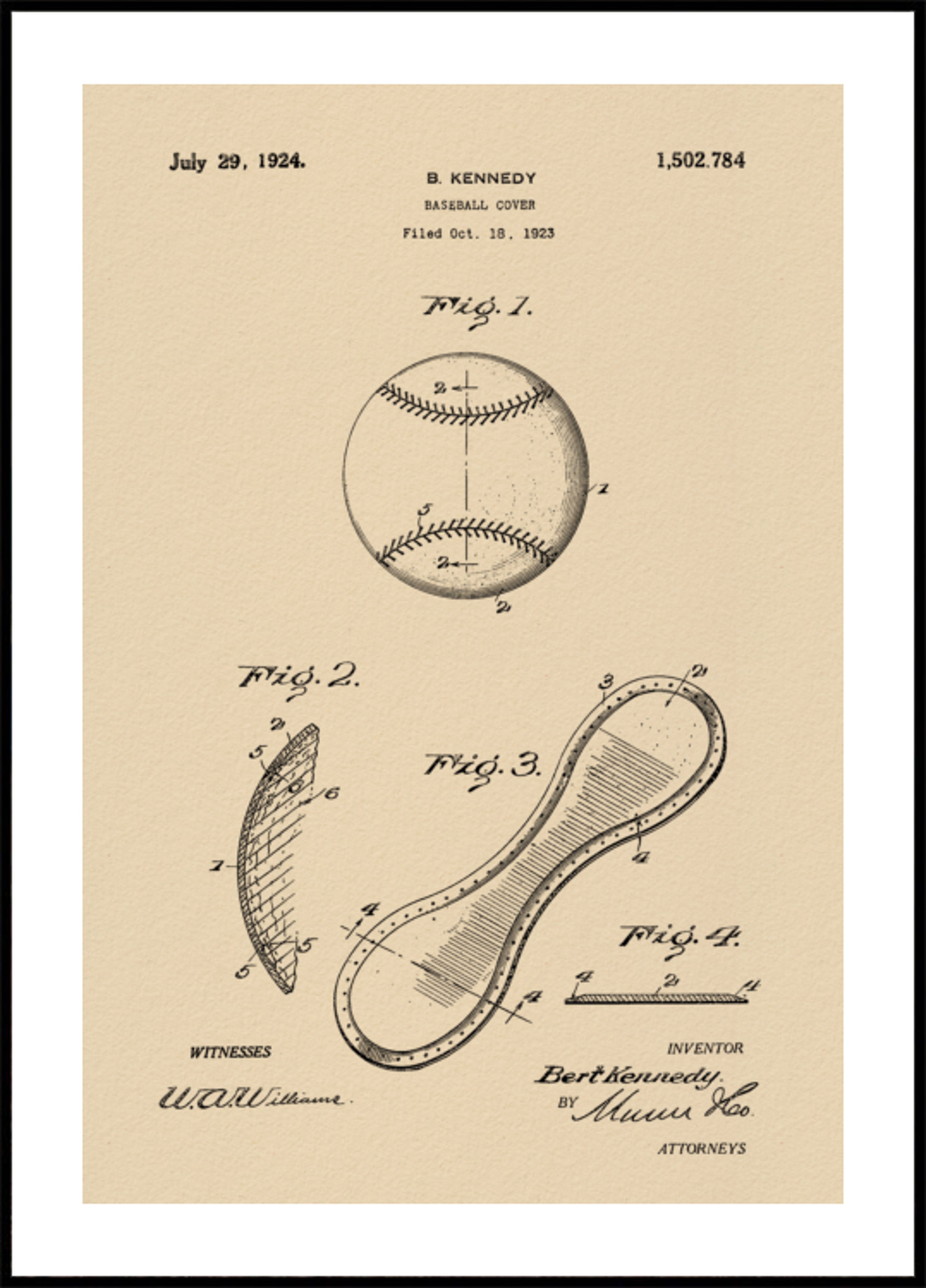 Vintage baseball -patenttipiirustus