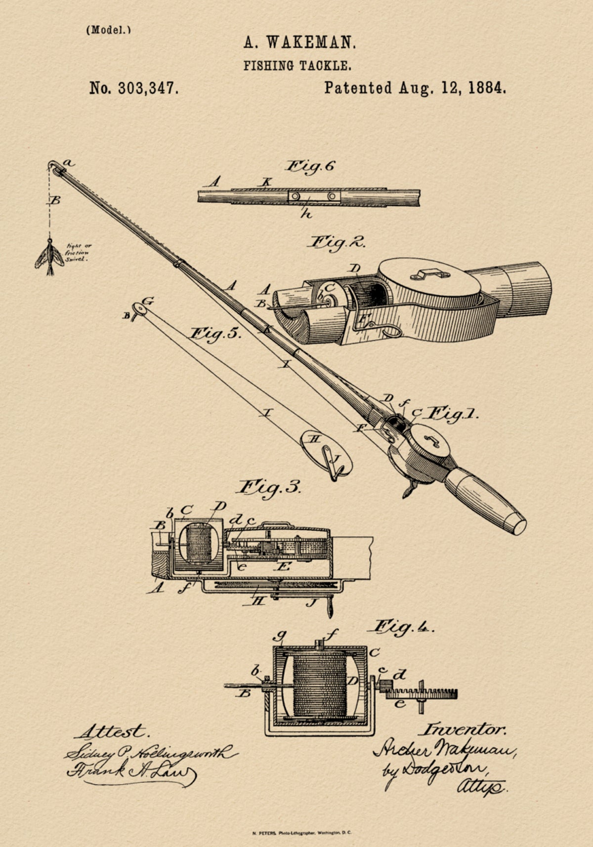 Vintage Fishing Tackle Patent - Posterbox