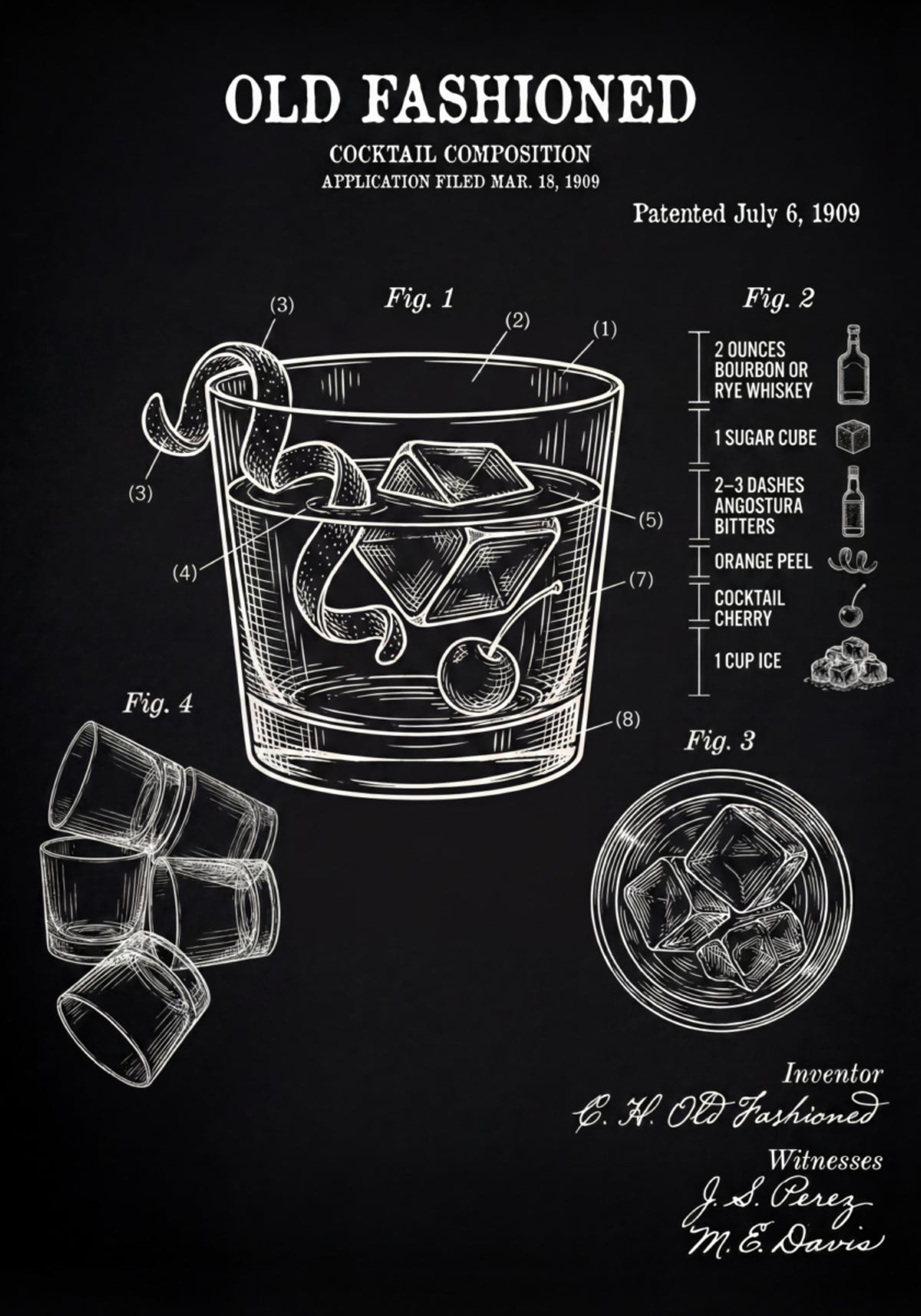 Vanhanaikainen Cocktail-patentti