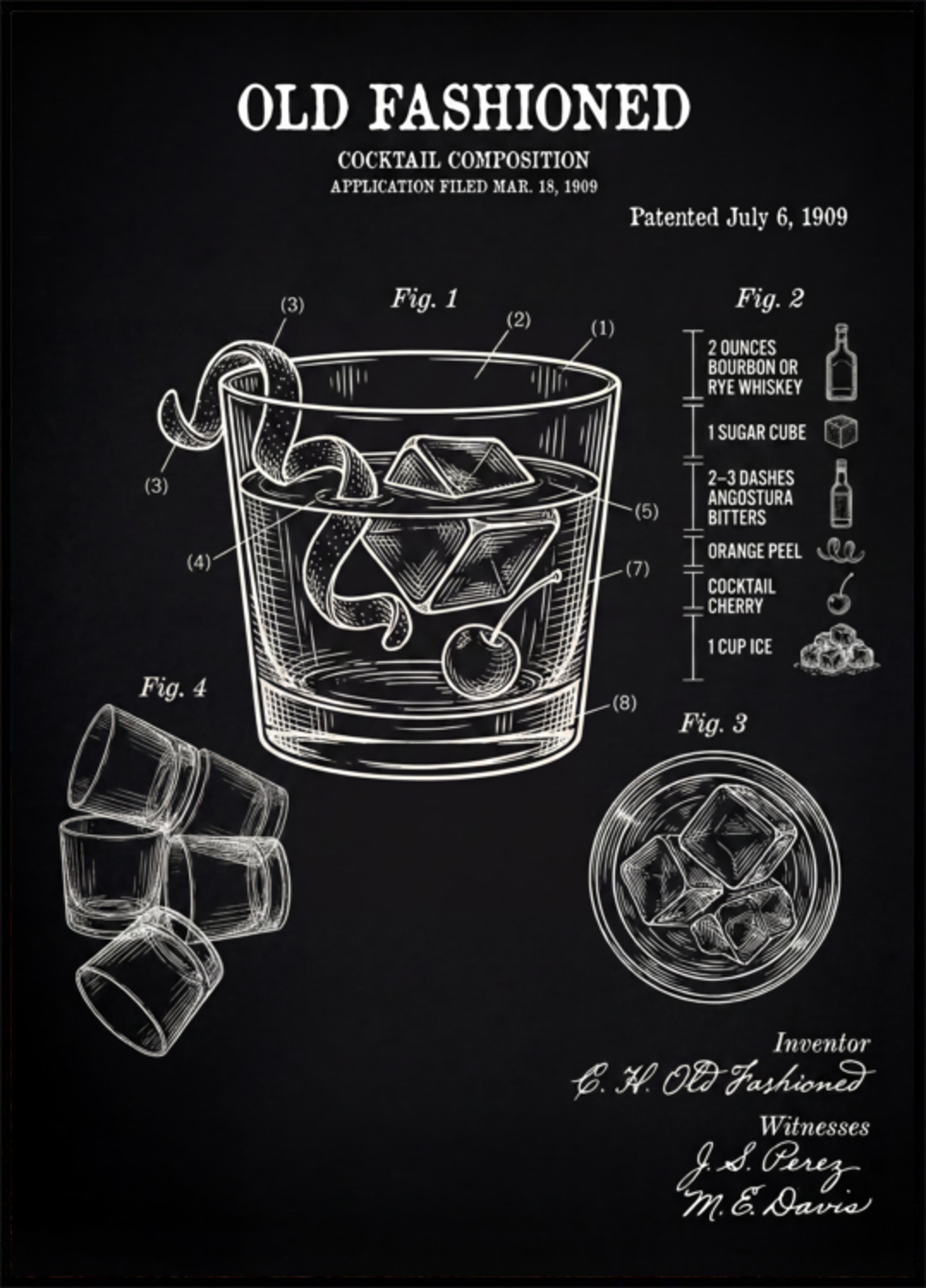 Vanhanaikainen Cocktail-patentti
