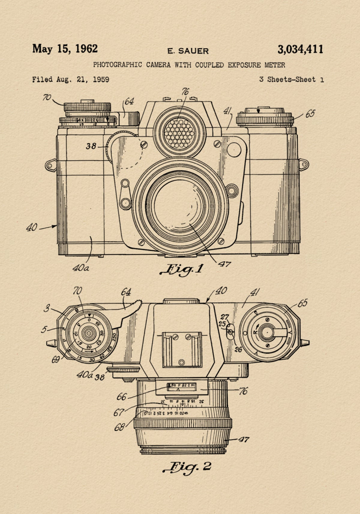 Vintage Camera Patent Drawing - Posterbox