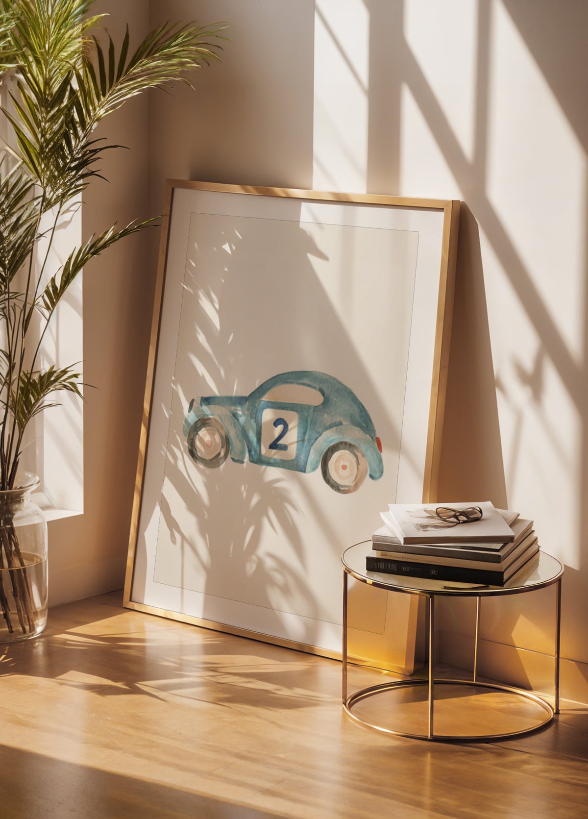 Söpö sininen kilpa-auto