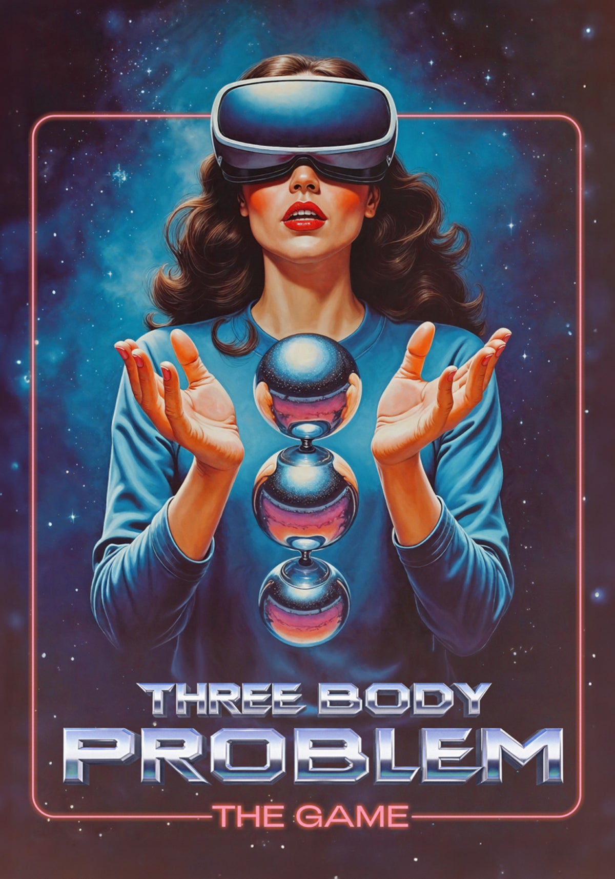 Retro VR -pelaava nainen