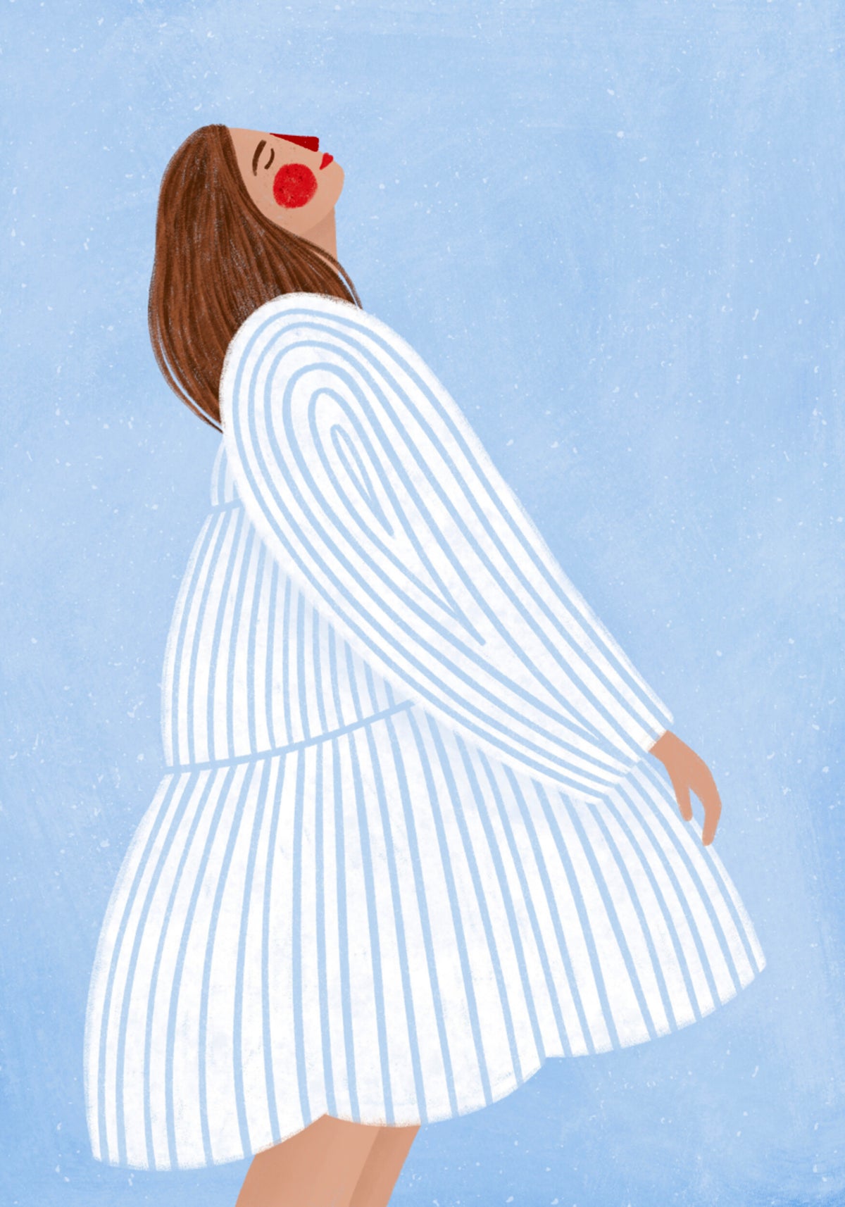 Joyful Woman Blue Stripes - Posterbox