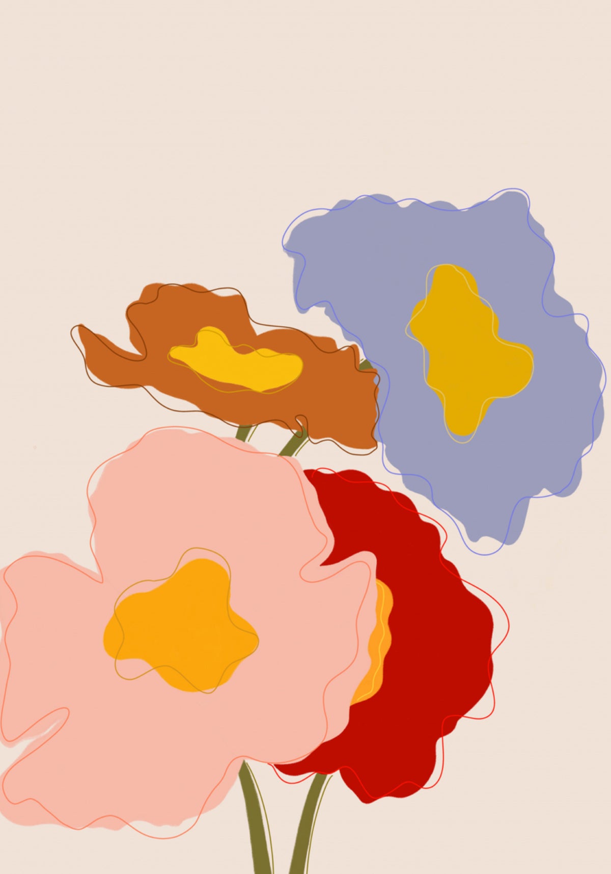 Colorful Abstract Flowers - Posterbox