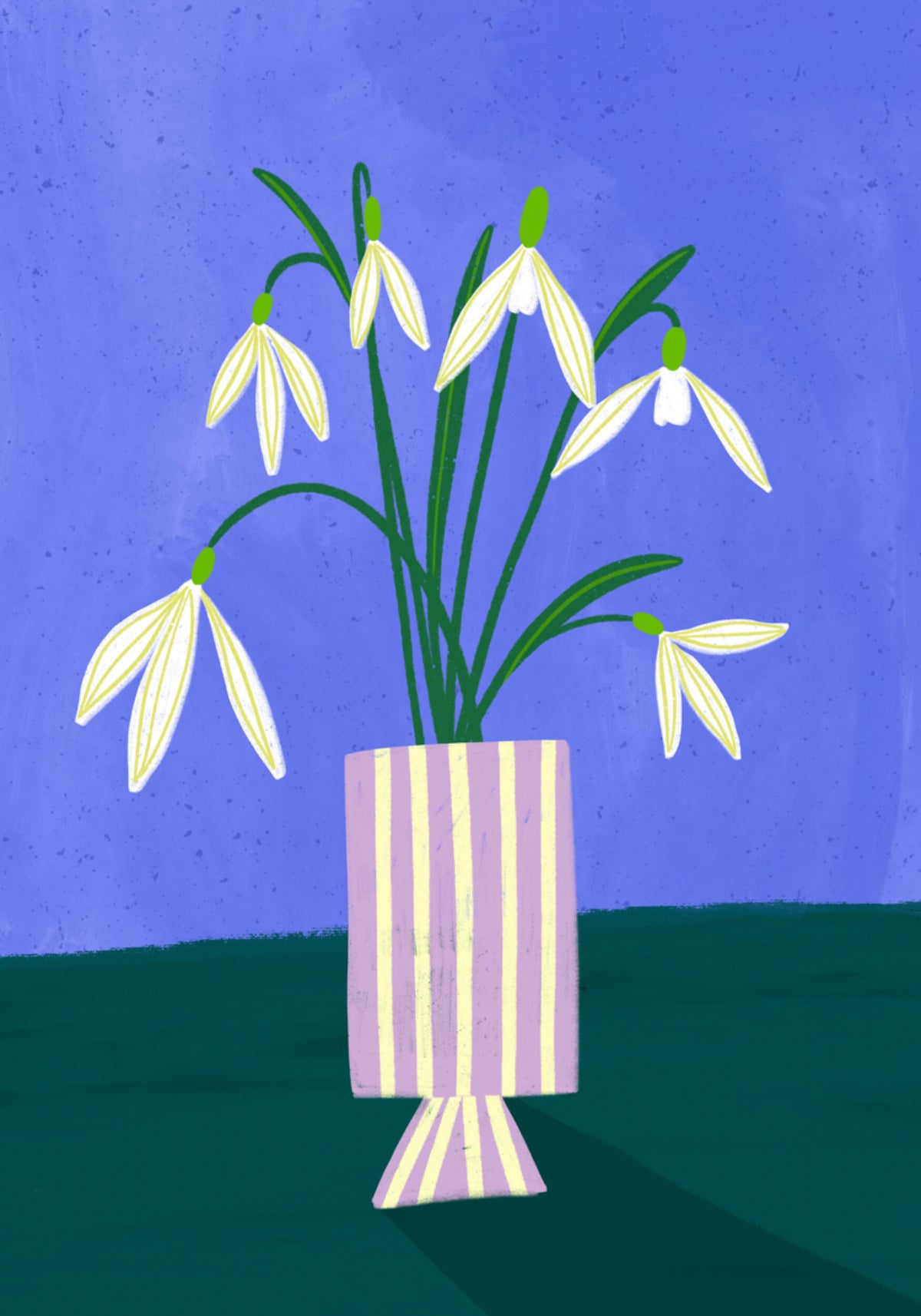 Snowdrops in Striped Vase - Posterbox