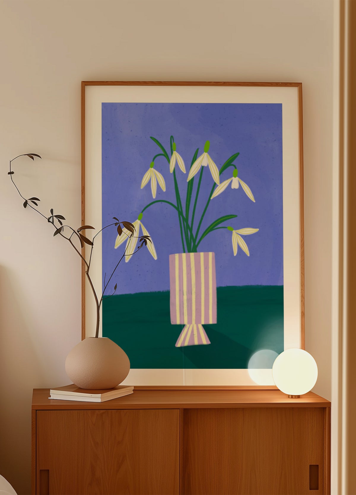 Snowdrops in Striped Vase - Posterbox