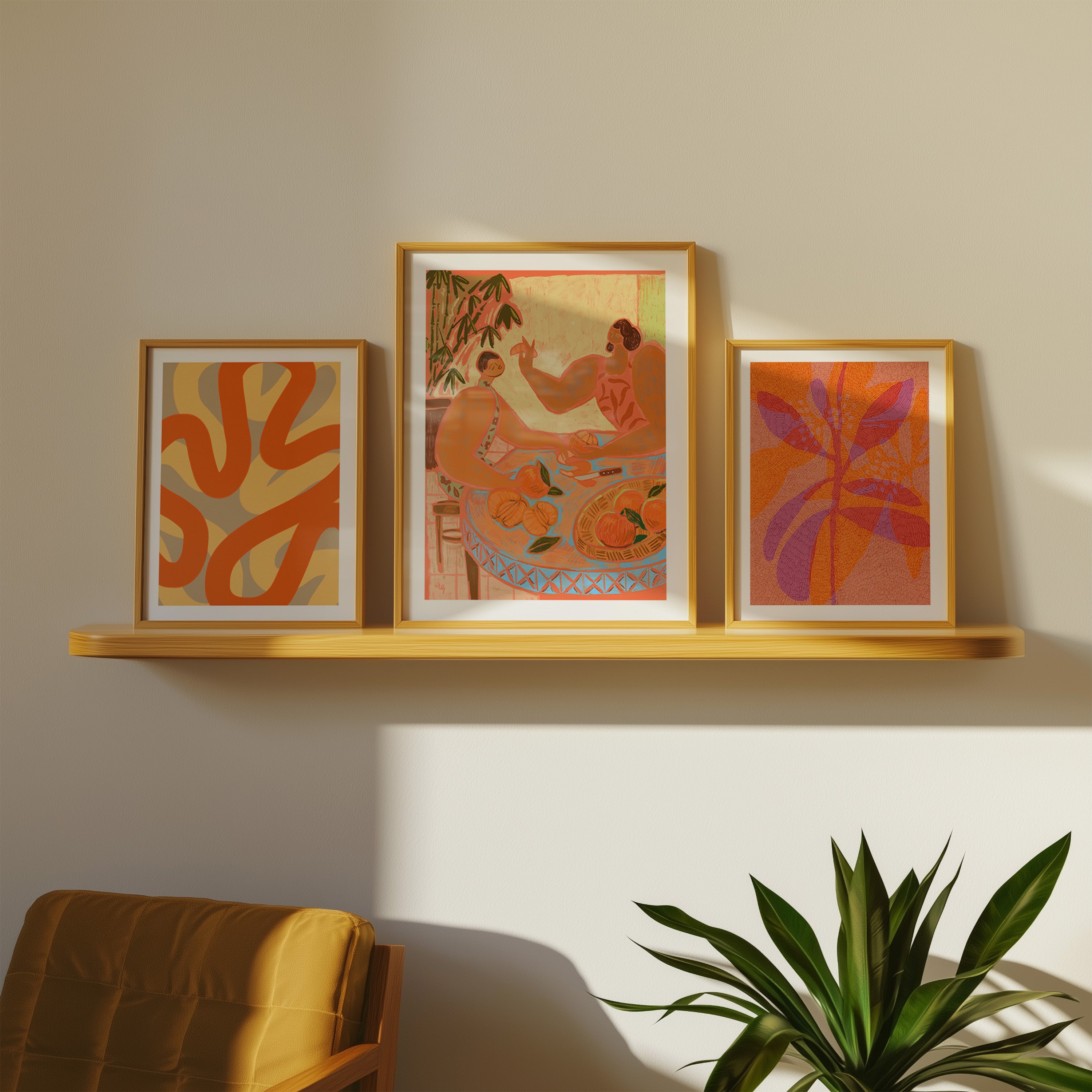 Boho abstrakti gallerian seinätaide